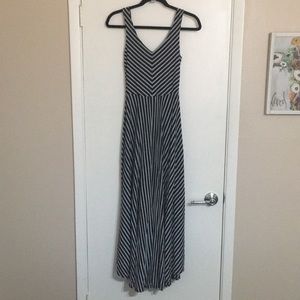 Puella Black & Grey Striped Maxi Dress